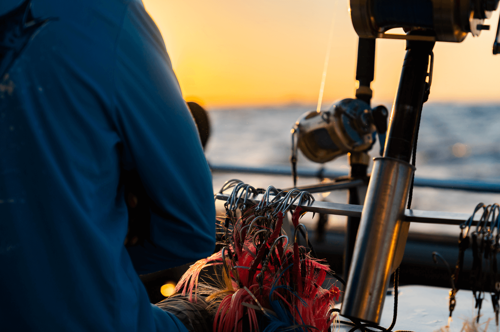 Fishing skirts in the sunset