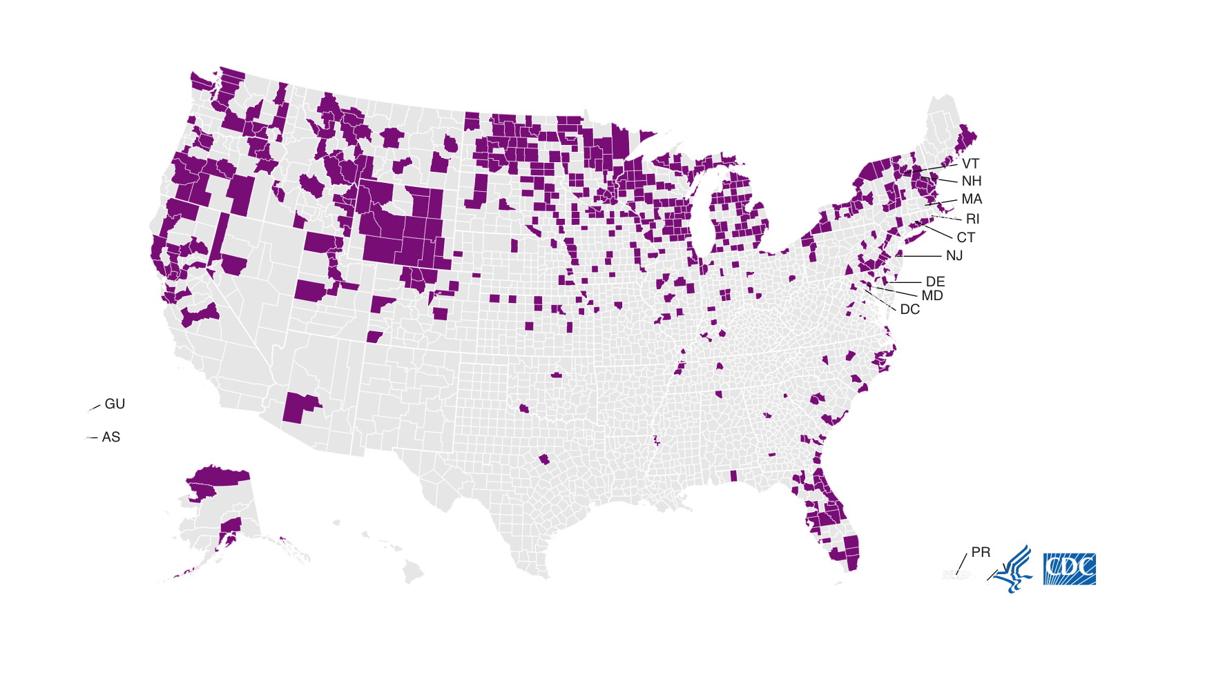 Counties with bird flu
