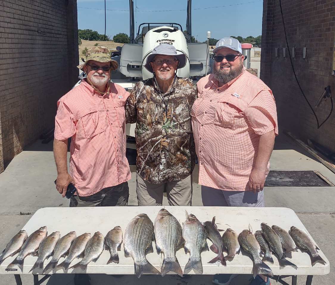 Hybrid Striped Bass Fishing in Runaway Bay, Texas