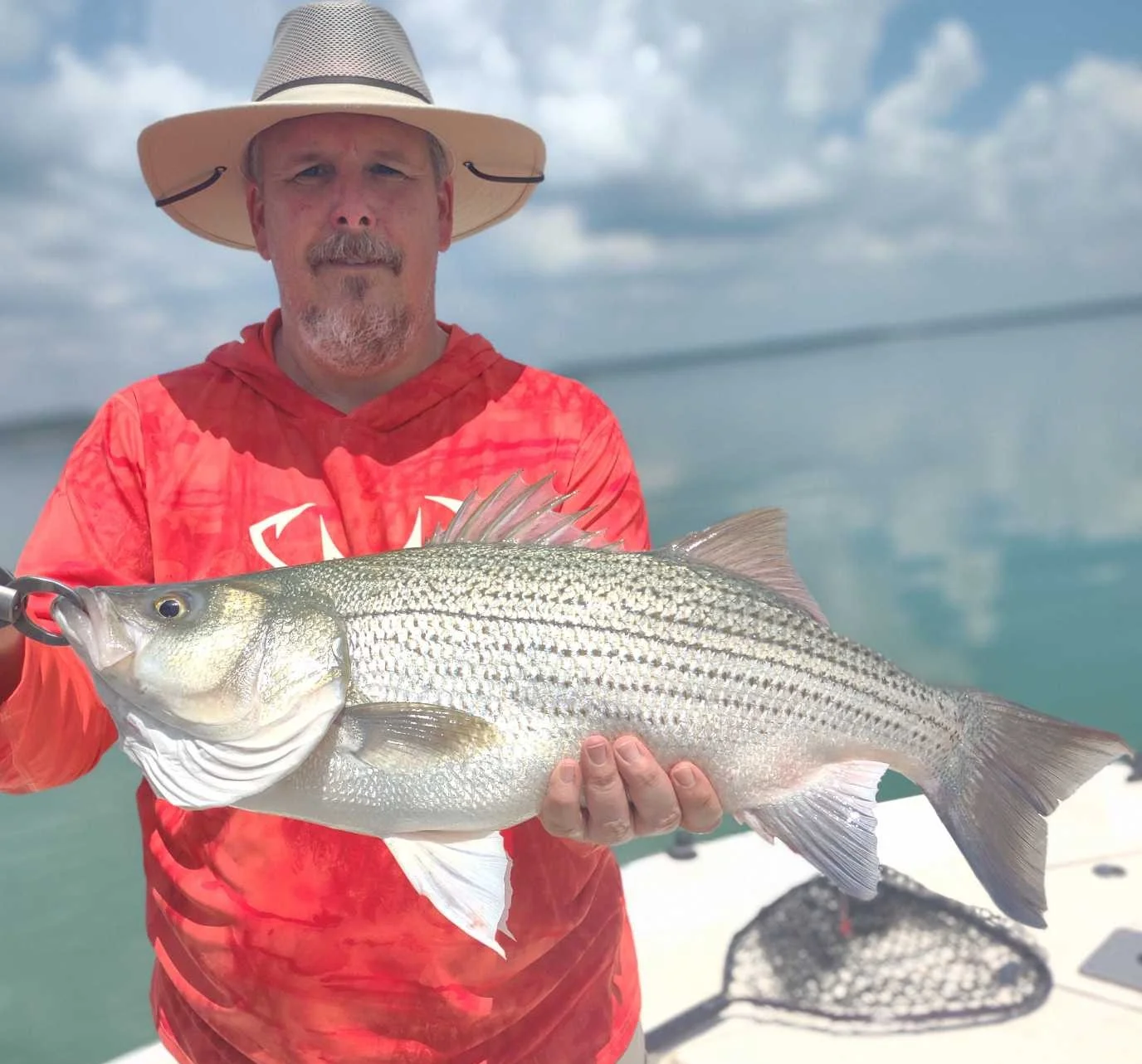 Blue Catfish, Hybrid Striped Bass Fishing in Runaway Bay, Texas